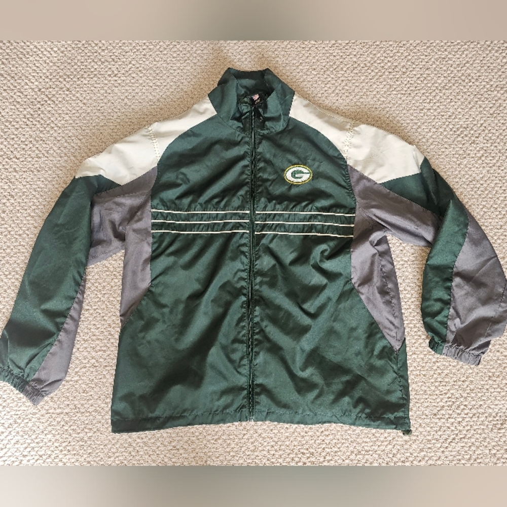 Green Bay Packers Reebok Windbreaker Zip Jacket Men's Large